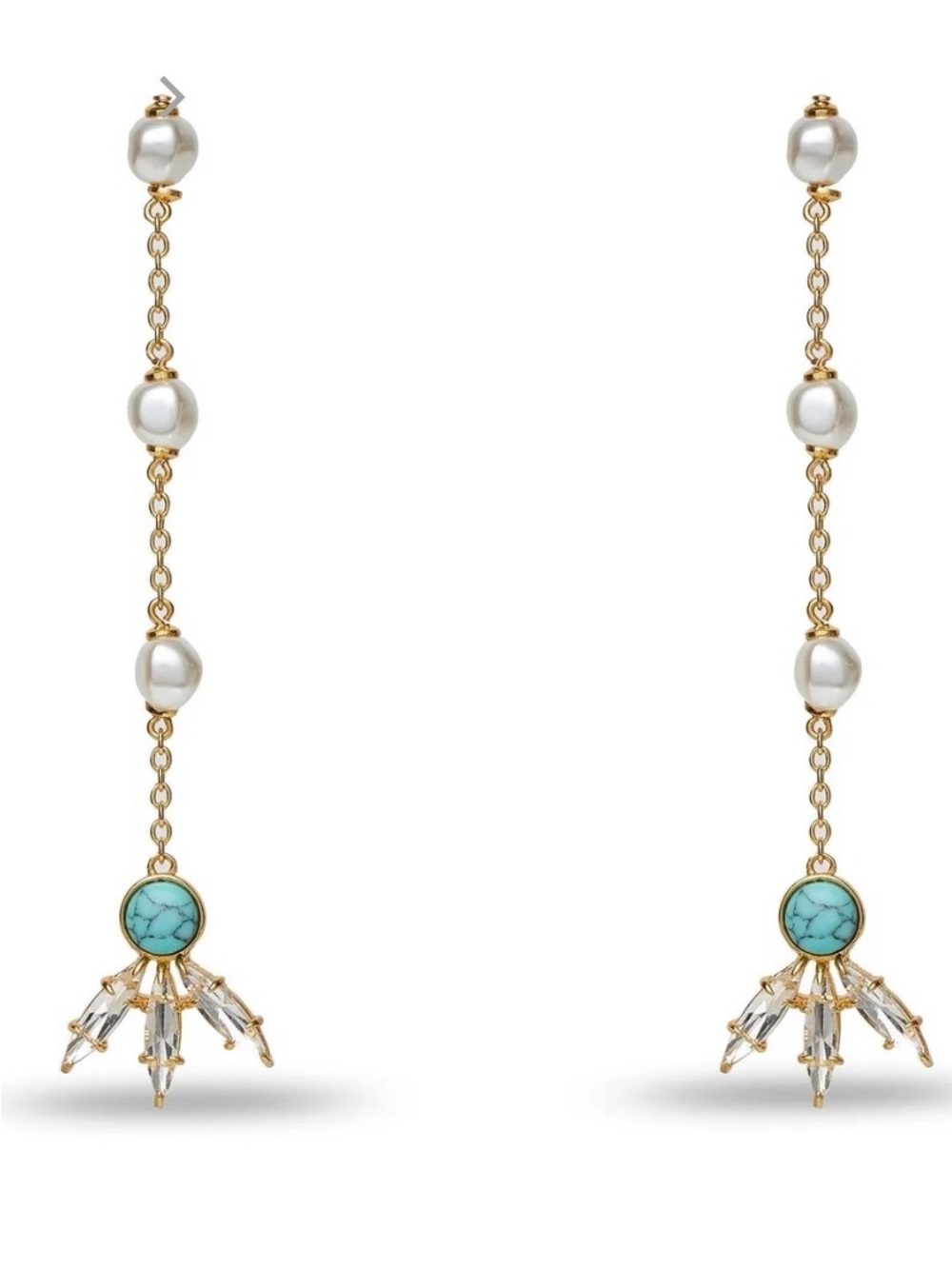 Lele Sadoughi Turquoise Sea Linear Trifold Earrings